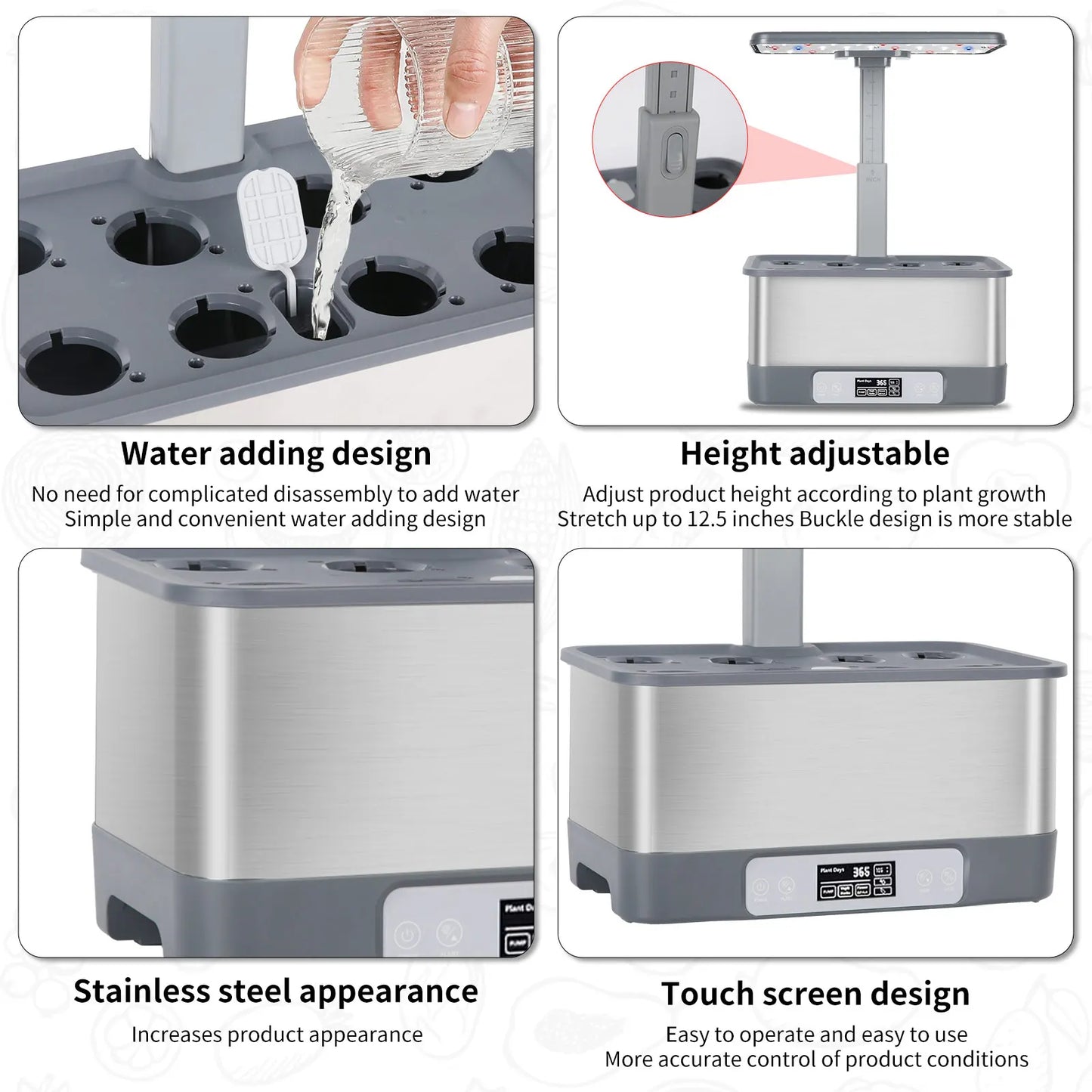 🌎 Smart Eco Hydroponic Garden – 8-Plant System with LED Light & Remote Control