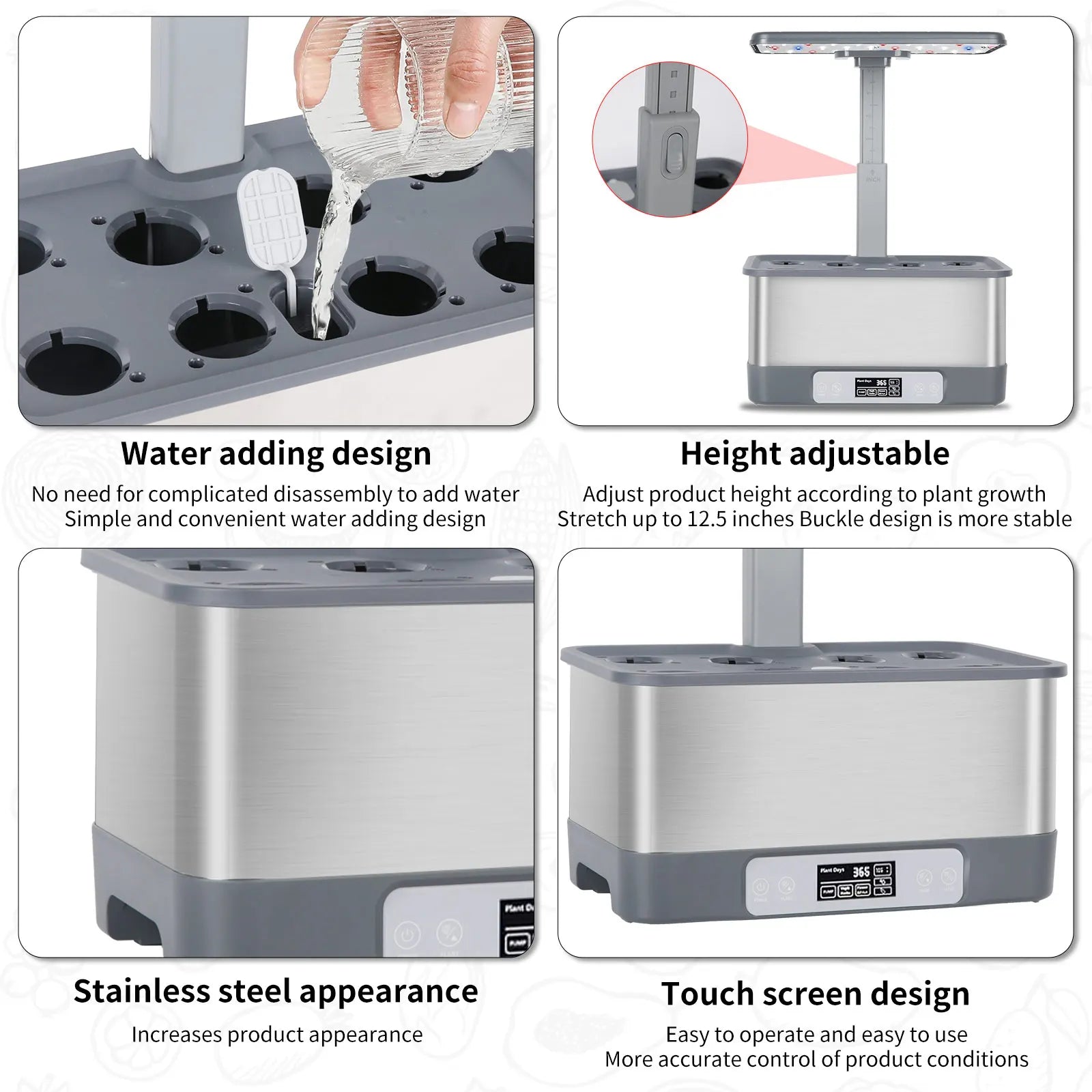 🌎 Smart Eco Hydroponic Garden – 8-Plant System with LED Light & Remote Control
